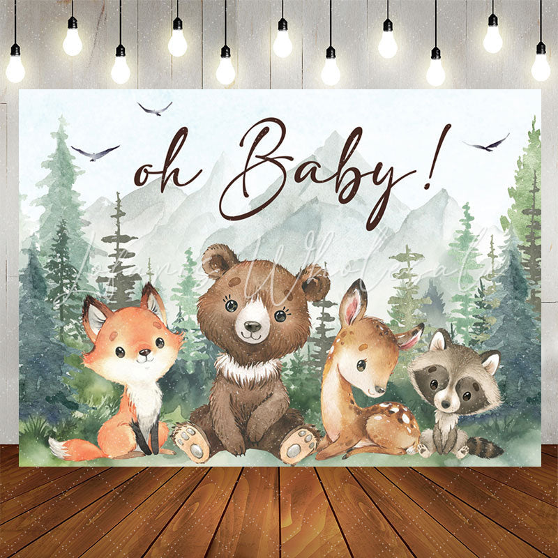Lofaris Cute Jungle Animals Forest Oh Baby Shower Backdrop