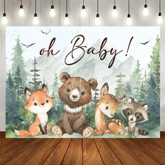 Lofaris Cute Jungle Animals Forest Oh Baby Shower Backdrop