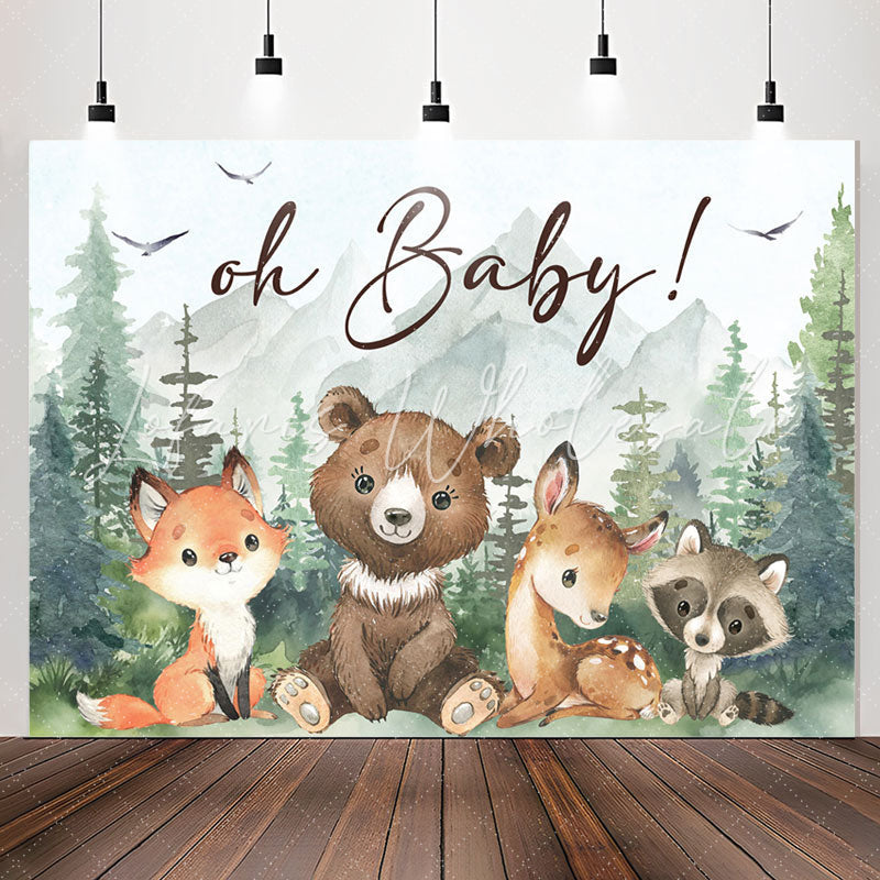 Lofaris Cute Jungle Animals Forest Oh Baby Shower Backdrop