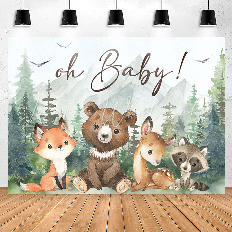 Lofaris Cute Jungle Animals Forest Oh Baby Shower Backdrop