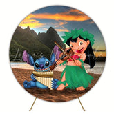 Cute Lilo And Stitch Party Round Backdrop For Kids Celebration