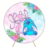 Cute Lilo & Stitch Round Backdrop For Cartoon-Themed Celebration