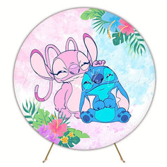 Cute Lilo & Stitch Round Backdrop For Cartoon-Themed Celebration