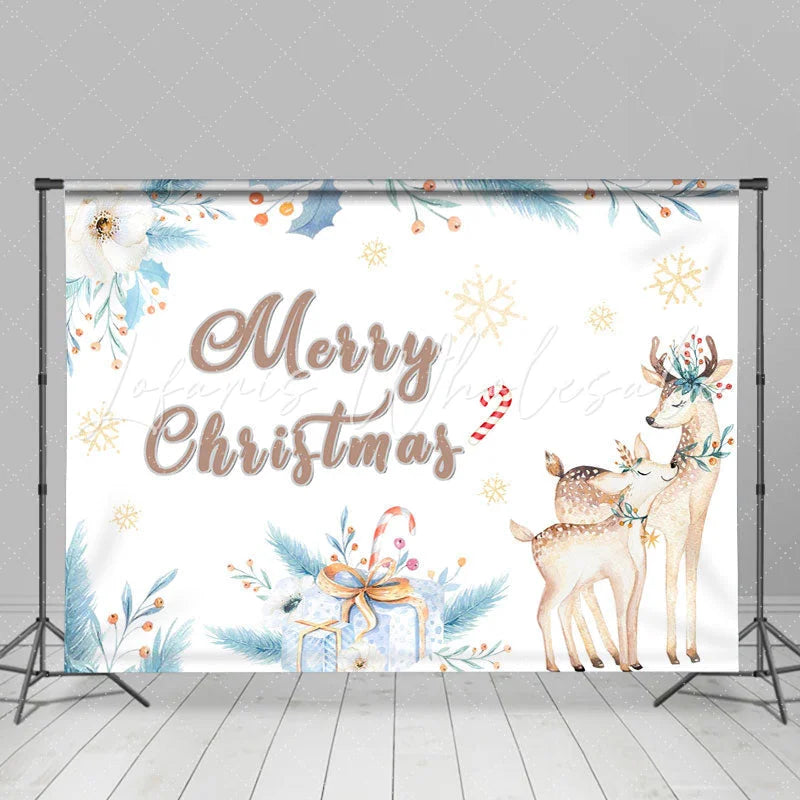 Lofaris Cute Little Deer and Mother Chritmas Backdrop