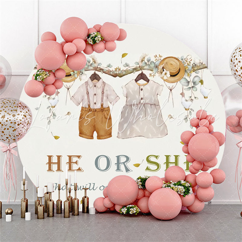 Lofaris Cute Little Dress And Suits Round Baby Shower Backdrop