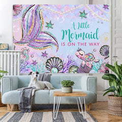 Lofaris Cute Little Mermaid Is On The Way Baby Shower Backdrop