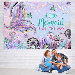 Lofaris Cute Little Mermaid Is On The Way Baby Shower Backdrop