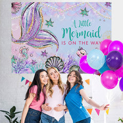 Lofaris Cute Little Mermaid Is On The Way Baby Shower Backdrop