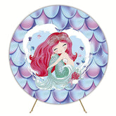 Cute Mermaid Heart Round Backdrop for Dreamy Party