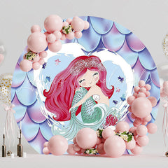 Cute Mermaid Heart Round Backdrop for Dreamy Party
