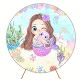 Cute Mermaid Octopus Round Backdrop for Underwater Party