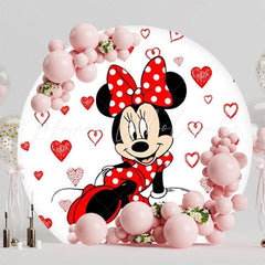 Cute Minnie Mouse Round Backdrop For Kids Birthday Party