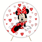 Cute Minnie Mouse Round Backdrop For Kids Birthday Party