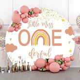 Lofaris Cute Miss Onederful Boho Round 1st Birthday Backdrop