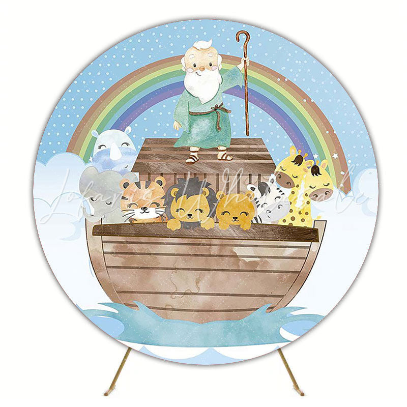 Cute Noah’s Ark Round Backdrop for Baby Nursery Celebration