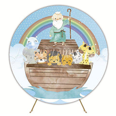Cute Noah’s Ark Round Backdrop for Baby Nursery Celebration