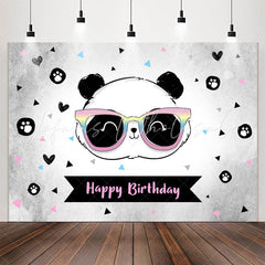 Lofaris Cute Panda Heart Triangle Happy Birthday Backdrop