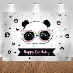 Lofaris Cute Panda Heart Triangle Happy Birthday Backdrop