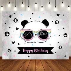 Lofaris Cute Panda Heart Triangle Happy Birthday Backdrop