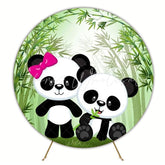 Cute Panda Round Backdrop For Fun Animal-Themed Kids Party Celebration