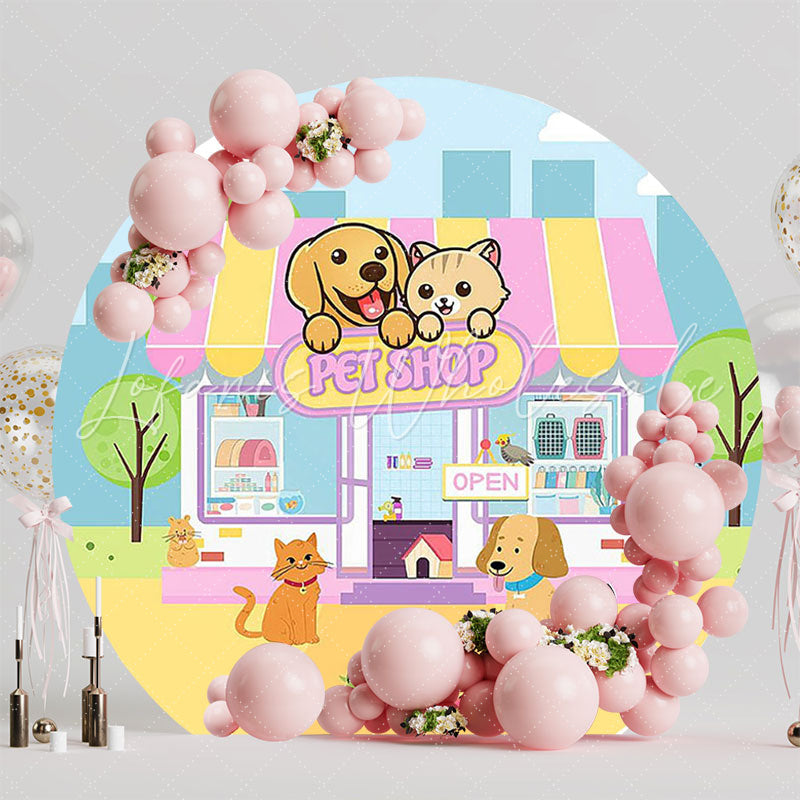 Cute Pet Shop Round Backdrop for Animal Themed Party