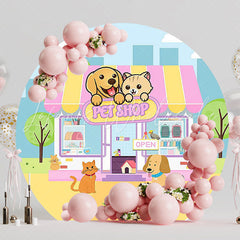 Cute Pet Shop Round Backdrop for Animal Themed Party