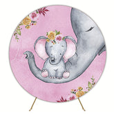 Cute Pink Elephant Round Backdrop for Baby Party