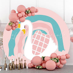 Lofaris Cute Pink Swan Round Backdrop for Girl Baby Shower