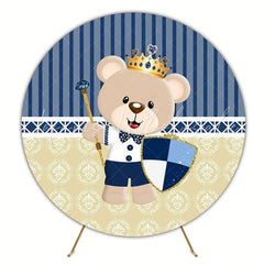 Cute Prince Bear Round Backdrop For Baby Shower Party Theme