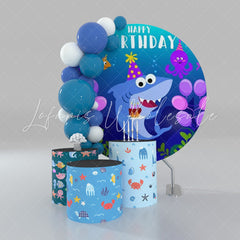 Lofaris Cute Shark Octopus Undersea Round Birthday Backdrop Kit