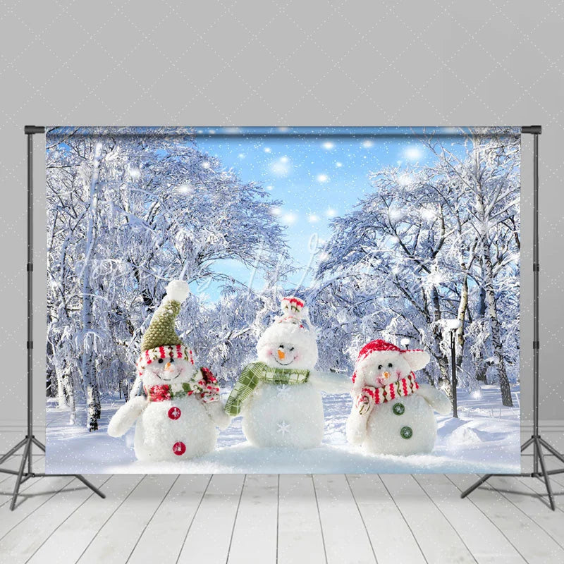 Lofaris Cute Snowman Snowfield Grove Christmas Backdrop