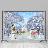 Lofaris Cute Snowman Snowfield Grove Christmas Backdrop