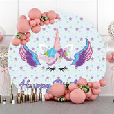 Lofaris Cute Unicorn Circle Happy Birthday Backdrop For Party