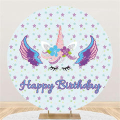 Lofaris Cute Unicorn Circle Happy Birthday Backdrop For Party