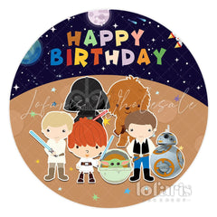 Lofaris Cute Version Planet Universe Happy Birthday Round Backdrop