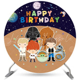 Lofaris Cute Version Planet Universe Happy Birthday Round Backdrop