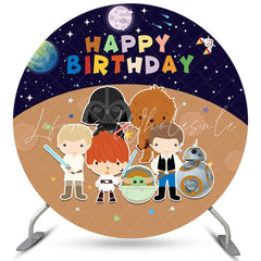 Lofaris Cute Version Planet Universe Happy Birthday Round Backdrop