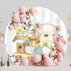 Cute Watercolor Toys Round Backdrop for Kids Celebration