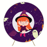 Cute Witch Round Backdrop for Halloween Celebration