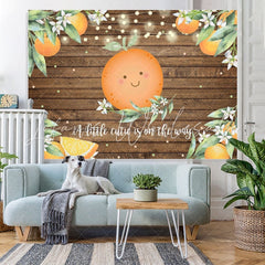 Lofaris Cutie Rustic Wooden Orange Backdrop for Baby Shower