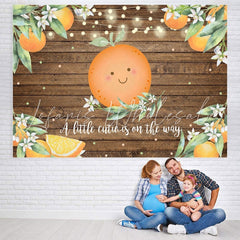 Lofaris Cutie Rustic Wooden Orange Backdrop for Baby Shower