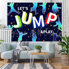 Lofaris Cyan Blue Lets Jump And Play Birthday Party Backdrop