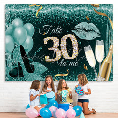 Lofaris Cyan Glitter Bokeh 30th Happy Birthday Party Backdrop
