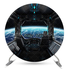 Lofaris Cyber Spacecraft The Earth Circle Birthday Backdrop