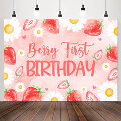 Lofaris Daisy Pink Berry First Birthday Backdrop For Girls