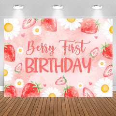 Lofaris Daisy Pink Berry First Birthday Backdrop For Girls