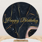 Lofaris Dark Abstract Gold Glitter Round Birthday Backdrop