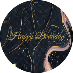 Lofaris Dark Abstract Gold Glitter Round Birthday Backdrop