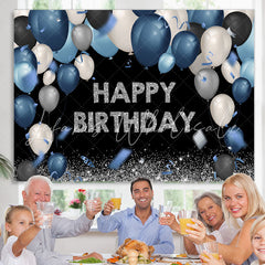 Lofaris Dark and Silver Bokeh Balloon Happy Birthday Backdrop