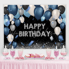 Lofaris Dark and Silver Bokeh Balloon Happy Birthday Backdrop